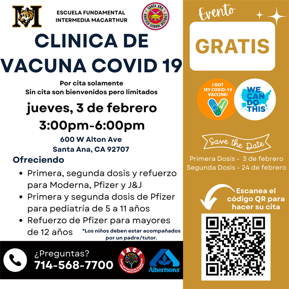 Free testing at SAUSD Week of Jan. 3, 2022 - Spanish