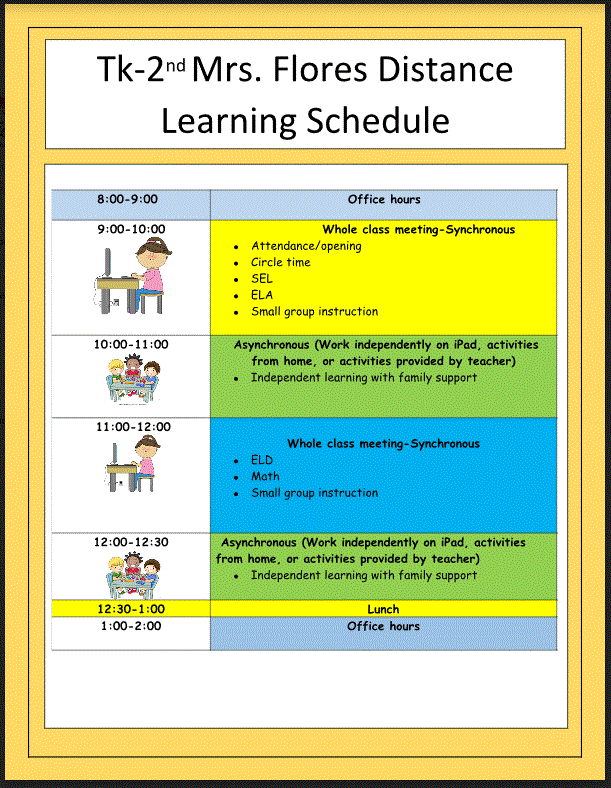 Distance learning Schedule 