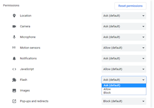 Permission settings 