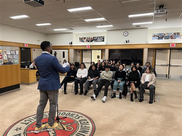 Author Marcus Omari speaking to our students at LitCon